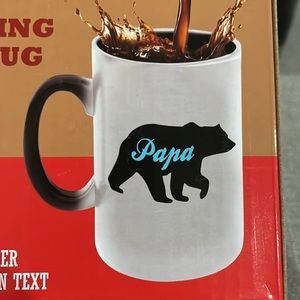 GR8am Black to White Heat Sensitivity Color Changing Mug Papa Bear 16 Oz